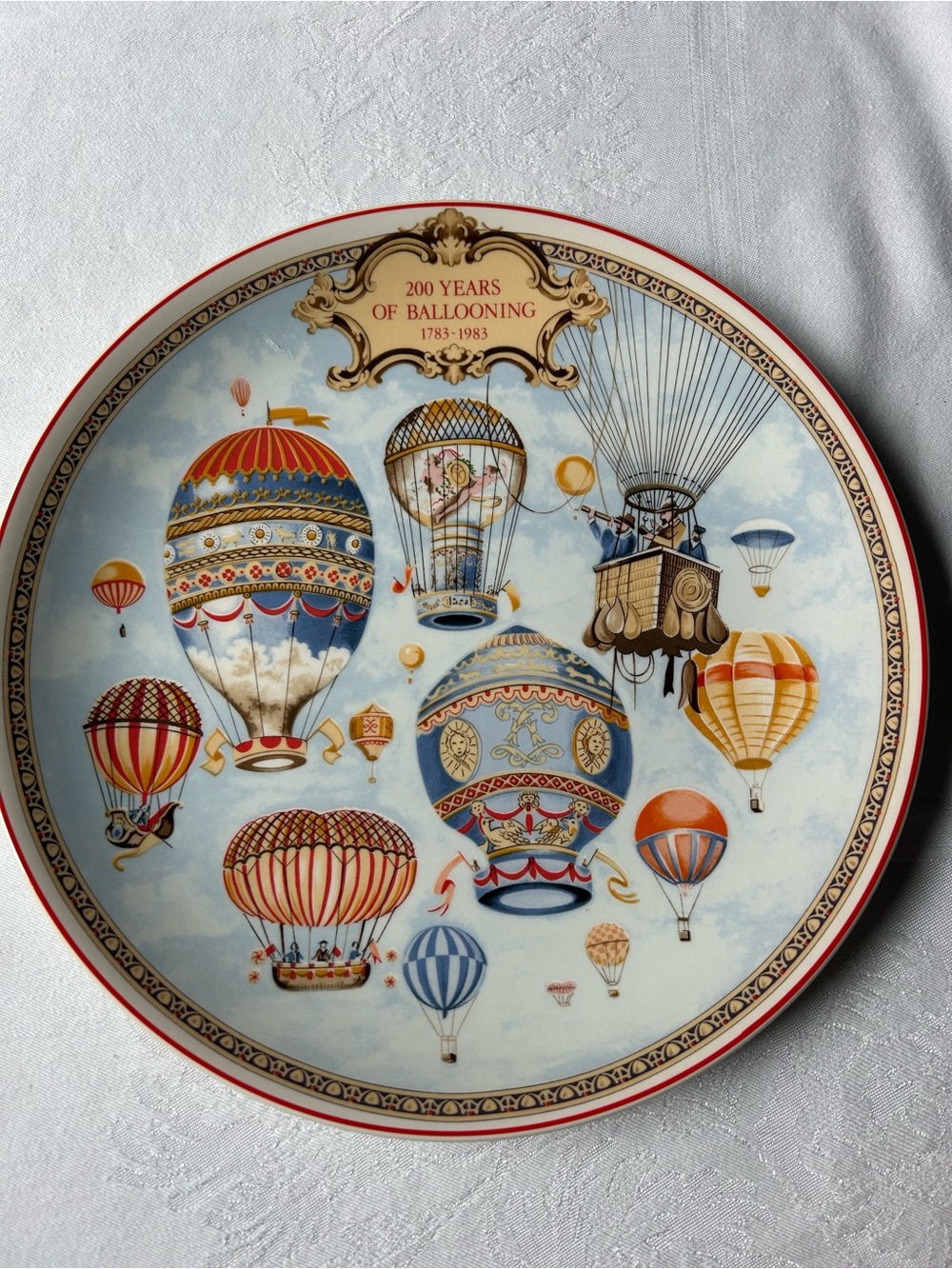 Wedgwood Commemorative Hot Air Balloon Decorative Plate - Blue, Red, Gold